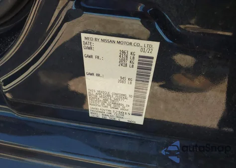 2022 Nissan Altima Sv Fwd z USA, uszkodzony, nr VIN 1N4BL4DV7NN325015